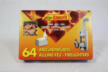 favorit 1249 Anzündwürfel für Grill, Kamin und Ofen, 64-er Pack - 