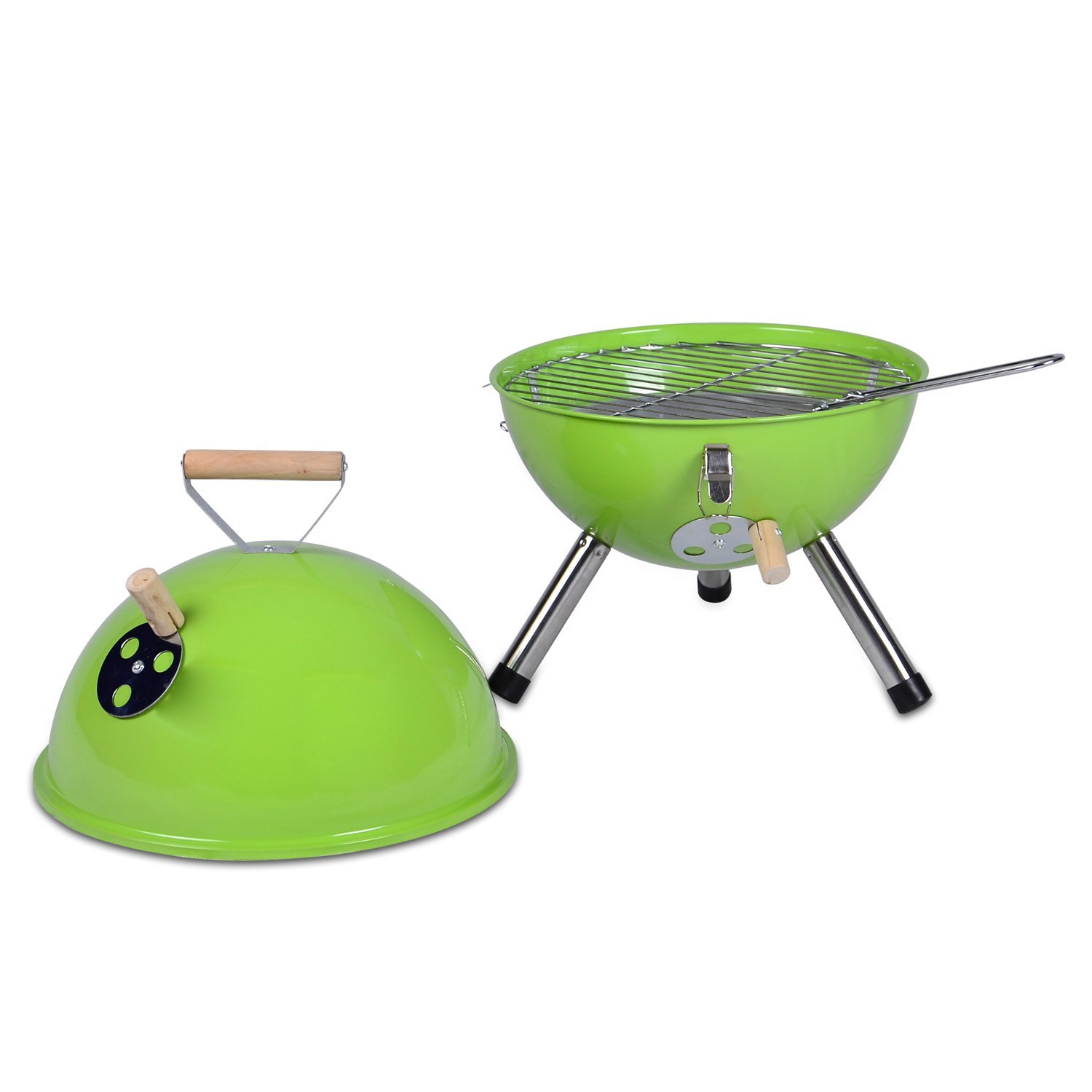 Mini BBQ-Grill Holzkohle Kugelgrill geöffnet